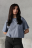 Washed Cropped Tee - Indigo