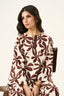 Flora Linen Co-Ord Set - Brown & Cream