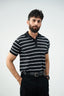 The knit strip polo - Black and white