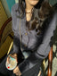 Snug-fit Wool Cardigan - Charcoal