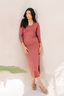 Pleated Bodycon Dress - Ash Rose