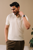 Men’s Honeycomb Textured Polo Shirt – Off White