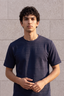 Textured Crew Neck Tee - Navy