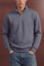 Relaxed Quarter Zipper - Steel Grey