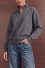 Quarter Zip Up Sweatshirt - Light Grey