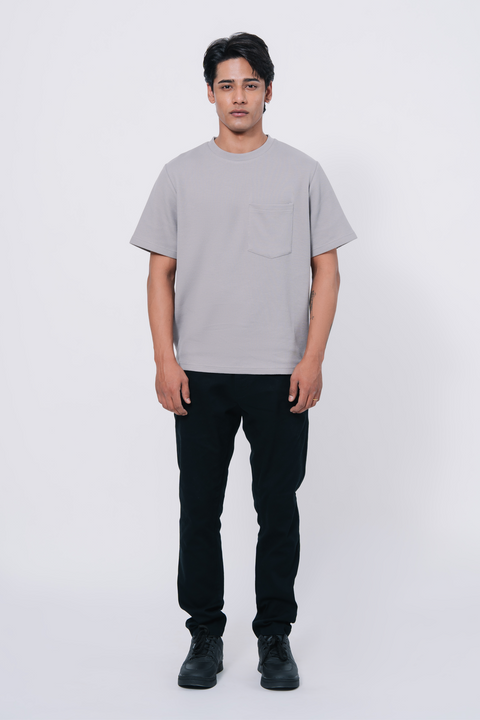 Textured Regular Fit Tee - Grey