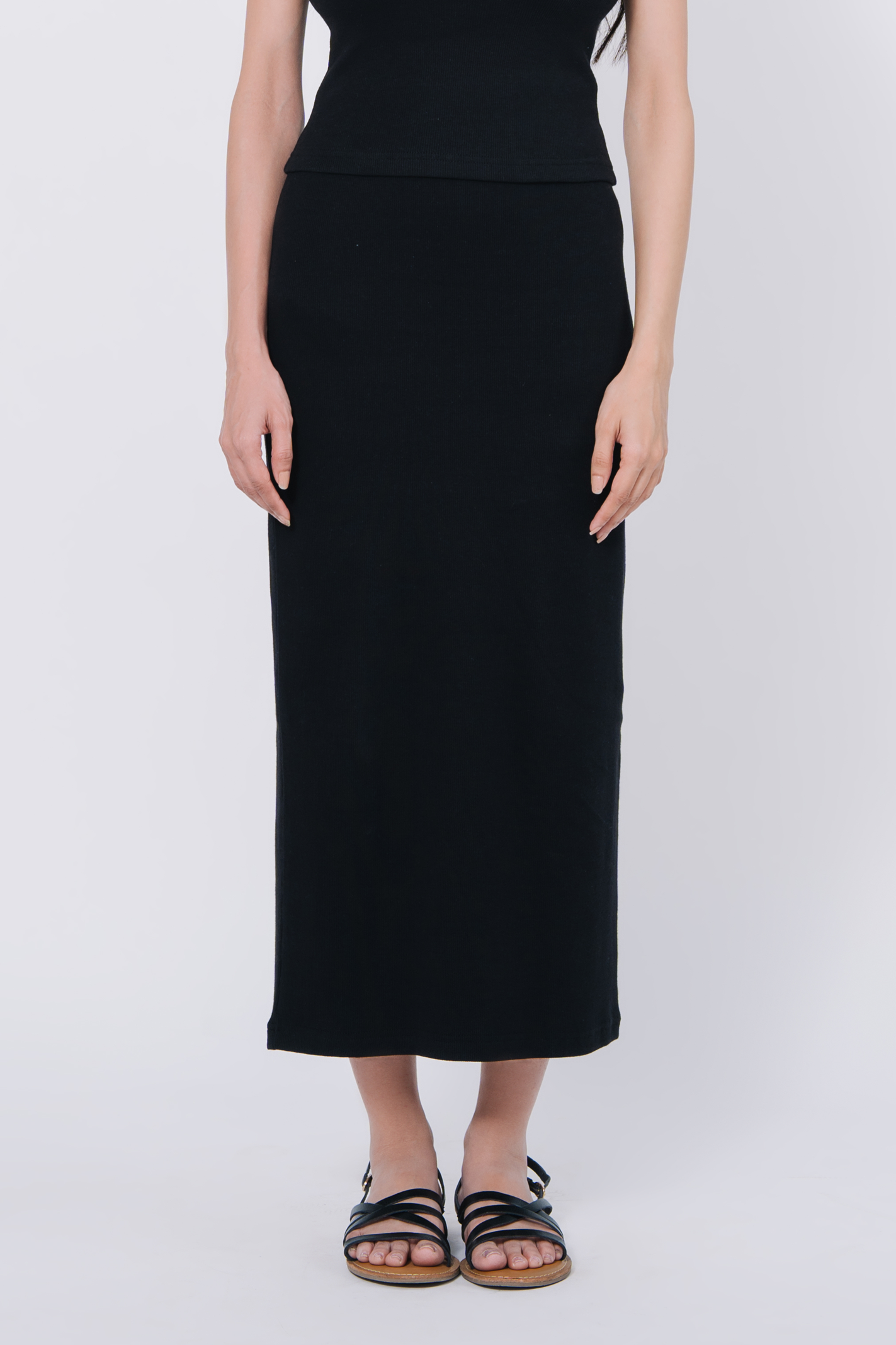 Slim fit Rib Skirt - Black Secondary image