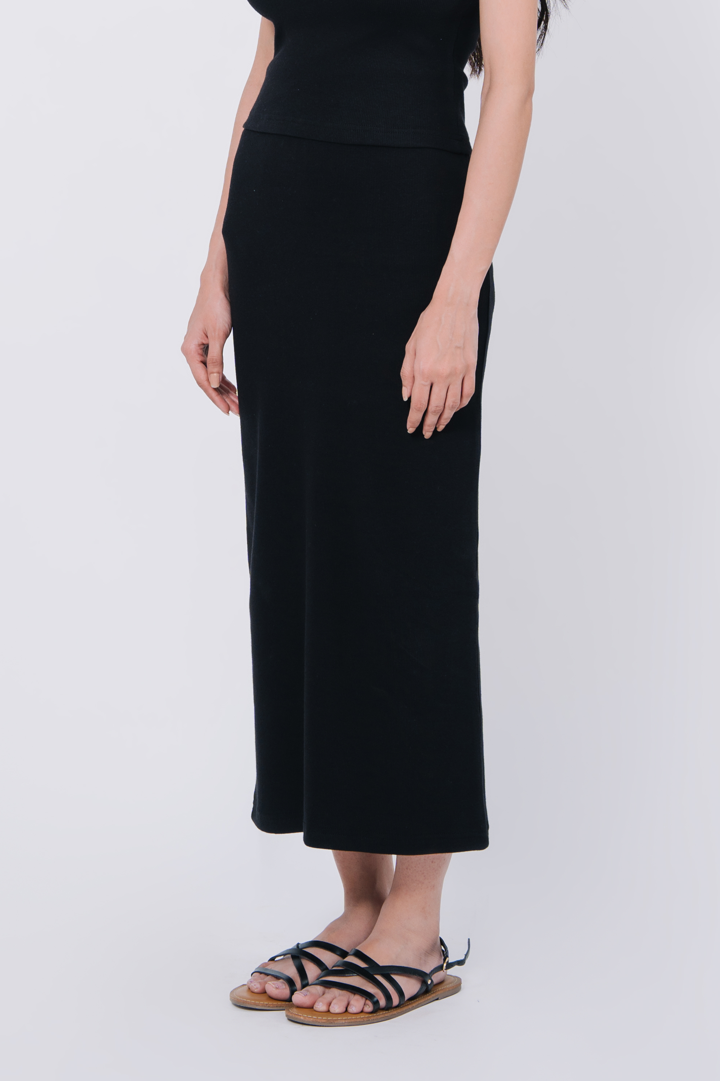 Slim fit Rib Skirt - Black Main image