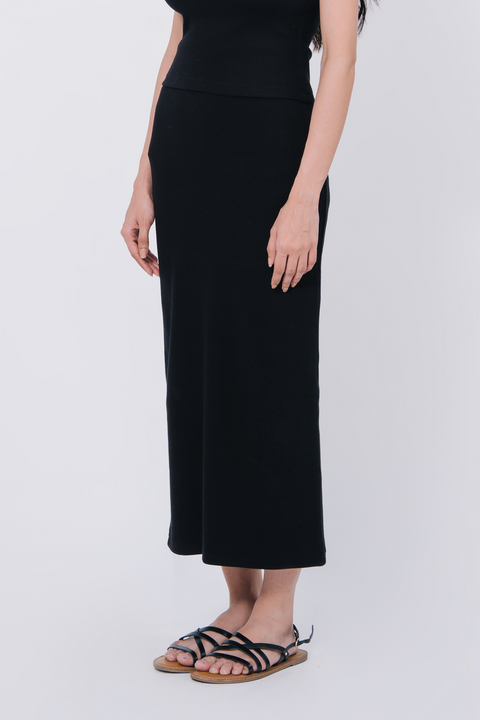 Slim fit Rib Skirt - Black