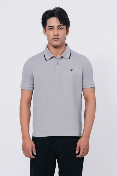 Pique Texture Polo Shirt – Grey