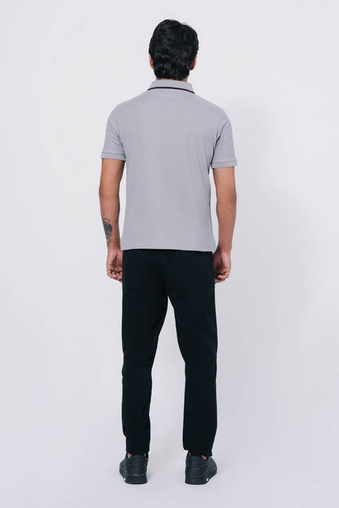 Pique Texture Polo Shirt - Grey