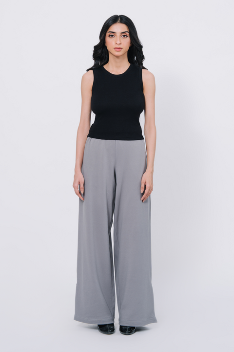 Wide Leg Trouser - Charcoal