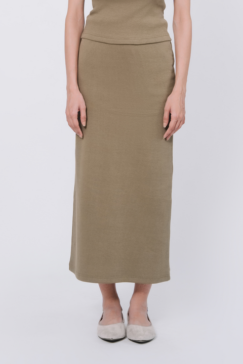 Slim fit Rib Skirt - Olive