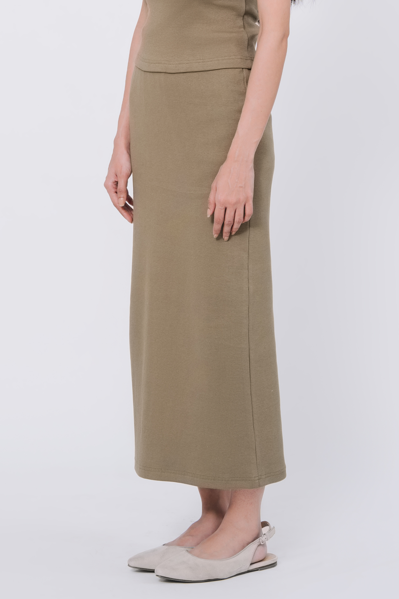 Slim fit Rib Skirt - Olive