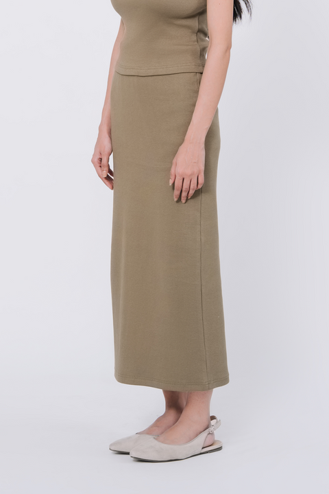 Slim fit Rib Skirt - Olive