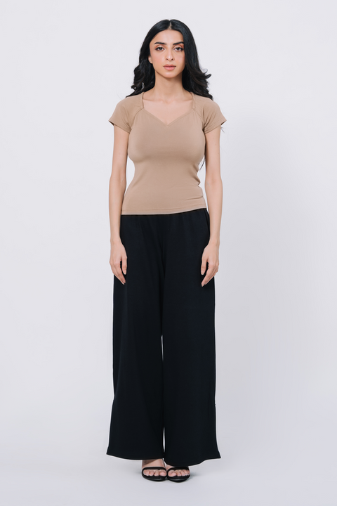 Sweetheart neck top - Coffee