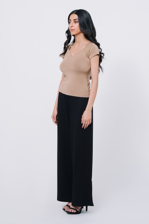 Sweetheart neck top - Coffee