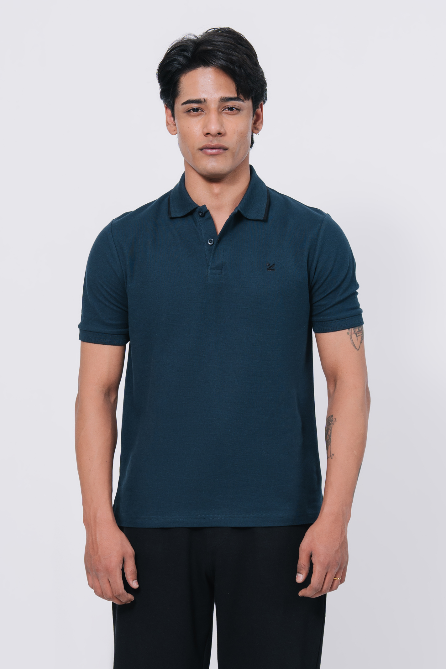 Pique Texture Polo Shirt – Teal Secondary image
