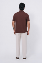 Diamond Texture Polo Shirt - Brown
