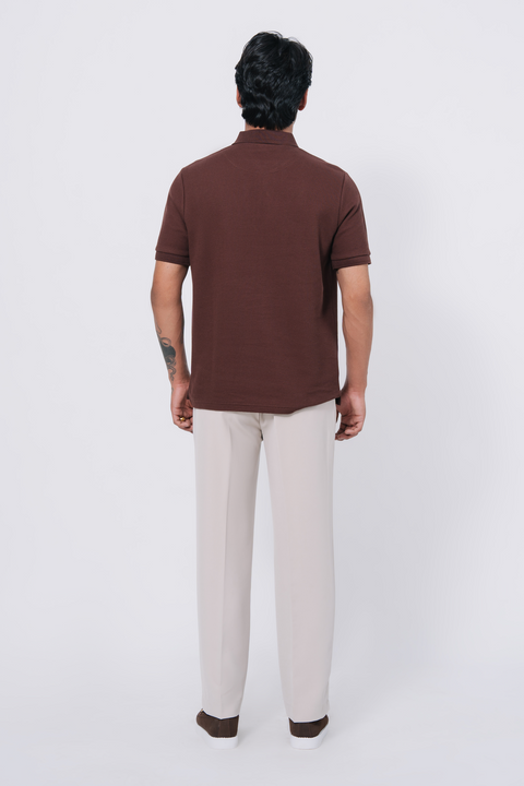 Diamond Texture Polo Shirt - Brown