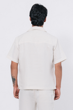 Cuban Collar Boxy Fit Shirt – White