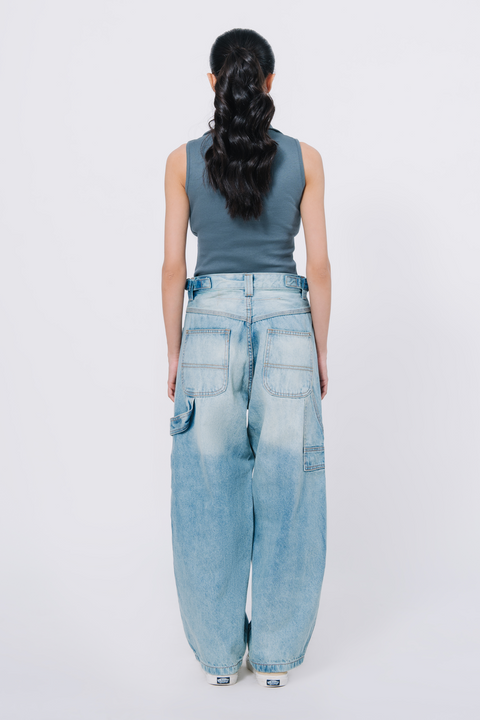 Zip Up Crop Top - Greyish Blue