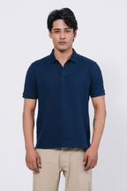 Diamond Texture Polo Shirt – Navy Blue