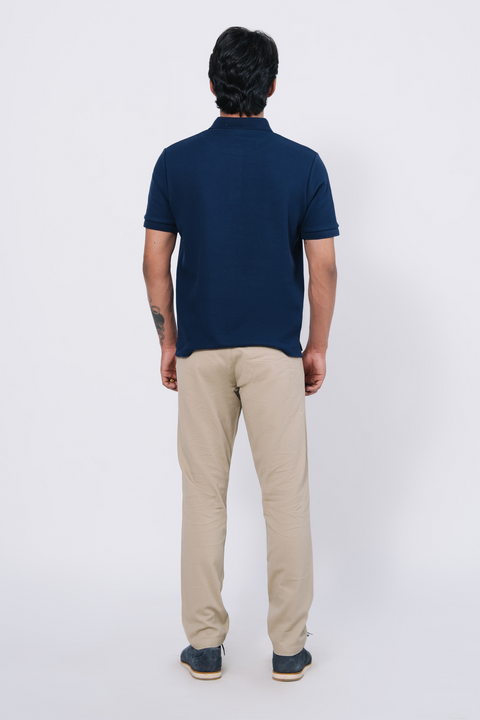 Diamond Texture Polo Shirt - Navy