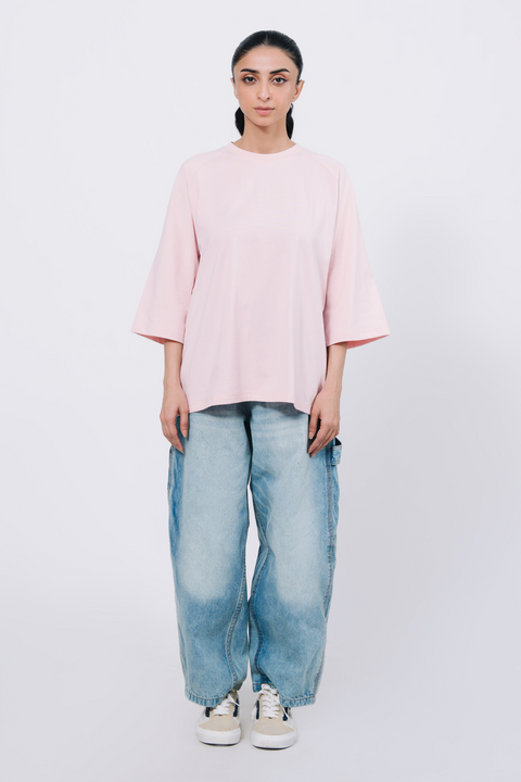 Raglan Oversize T- Shirt - Light Pink