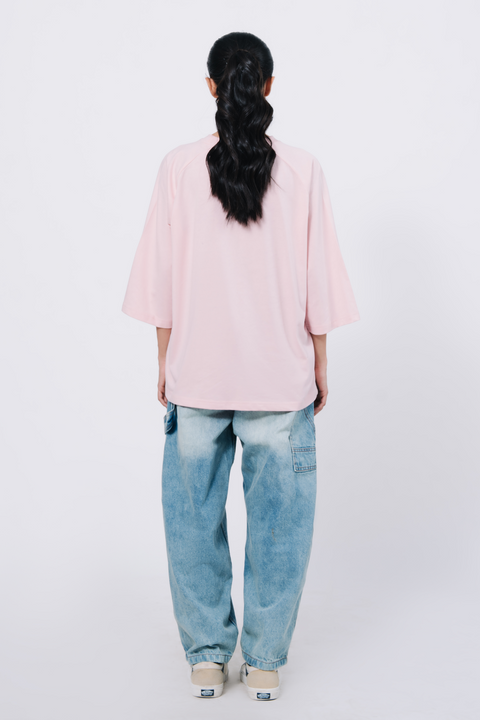 Raglan Oversize T- Shirt - Light Pink