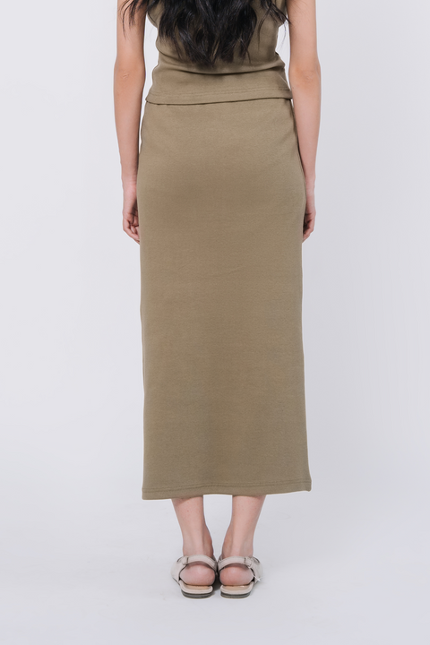 Slim fit Rib Skirt - Olive