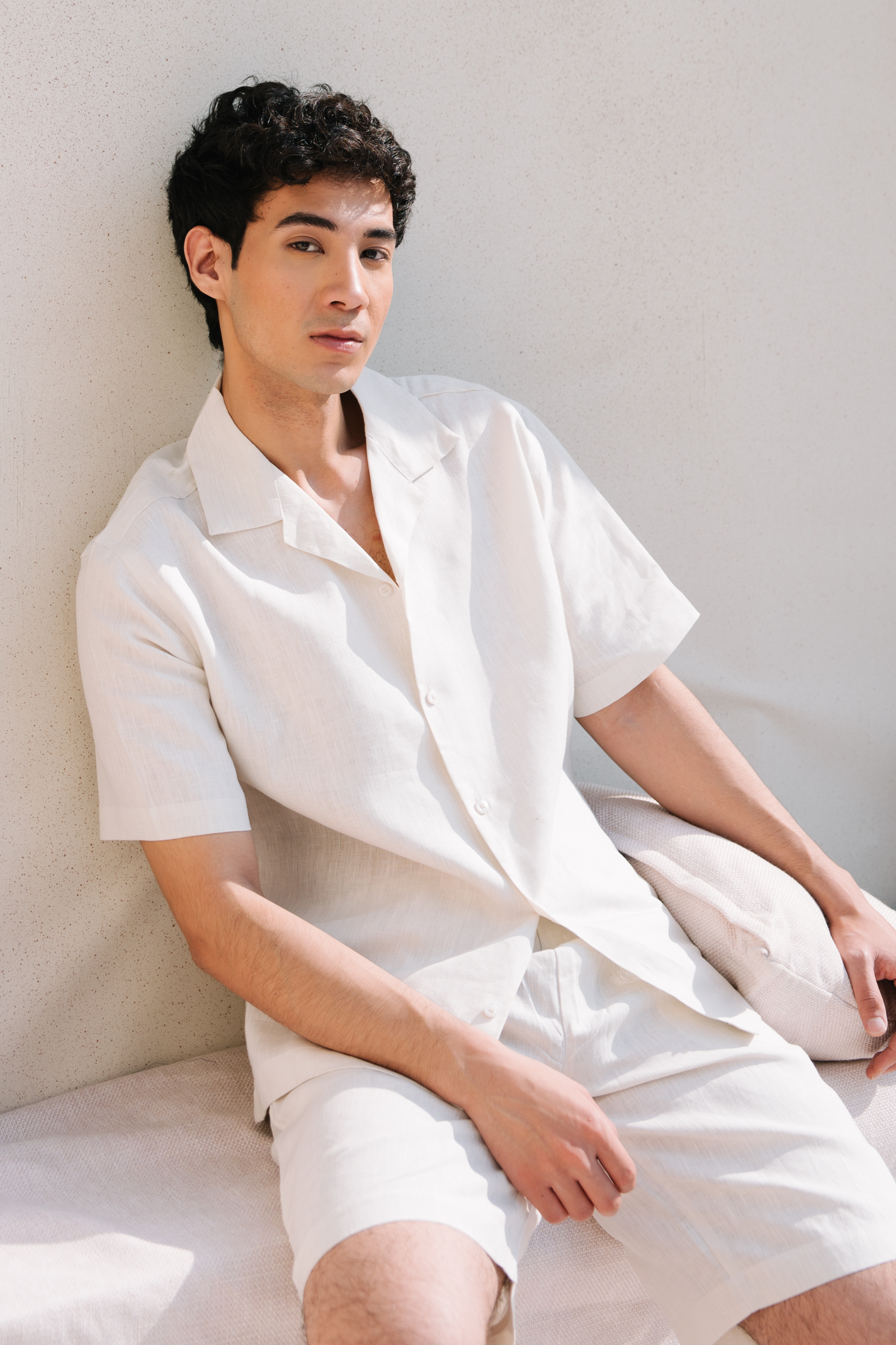Cuban Collar Boxy Fit Shirt – White Main image