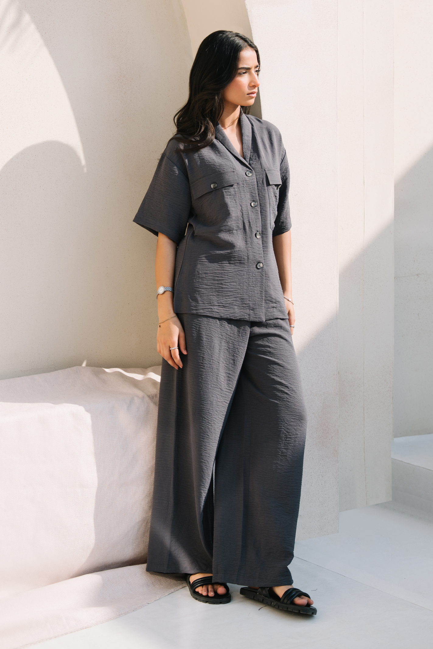 Shawl Collar Co-ord Set - Grey Main image