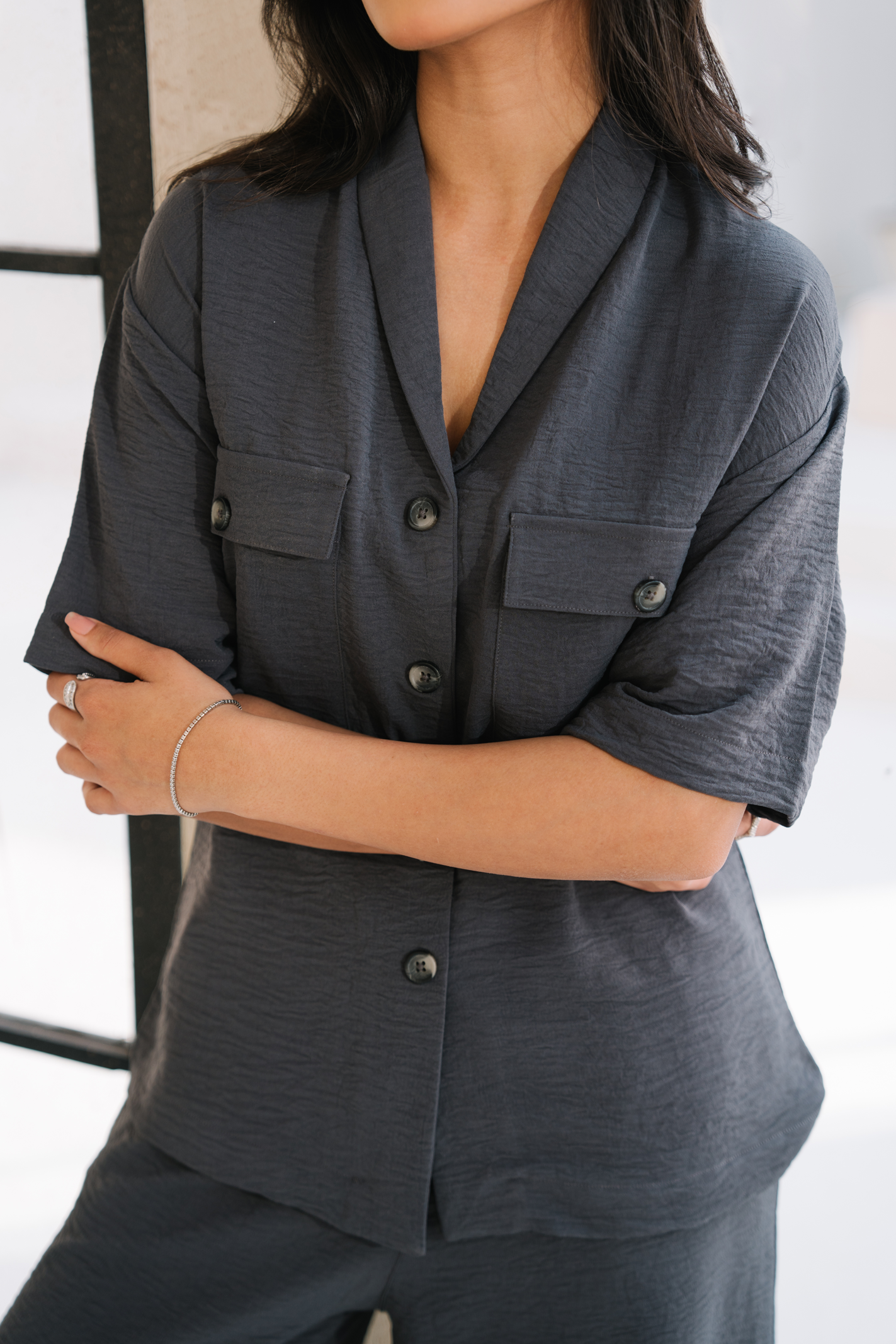 Shawl Collar Co-ord Set - Grey Secondary image