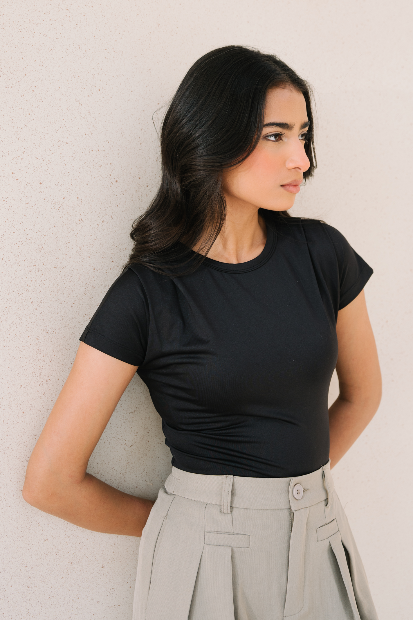 Pleated Bodysuit - Black Main image