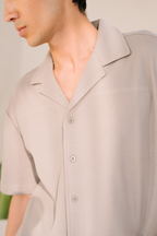 Boxy Fit Waffle Shirt – Greyish Beige