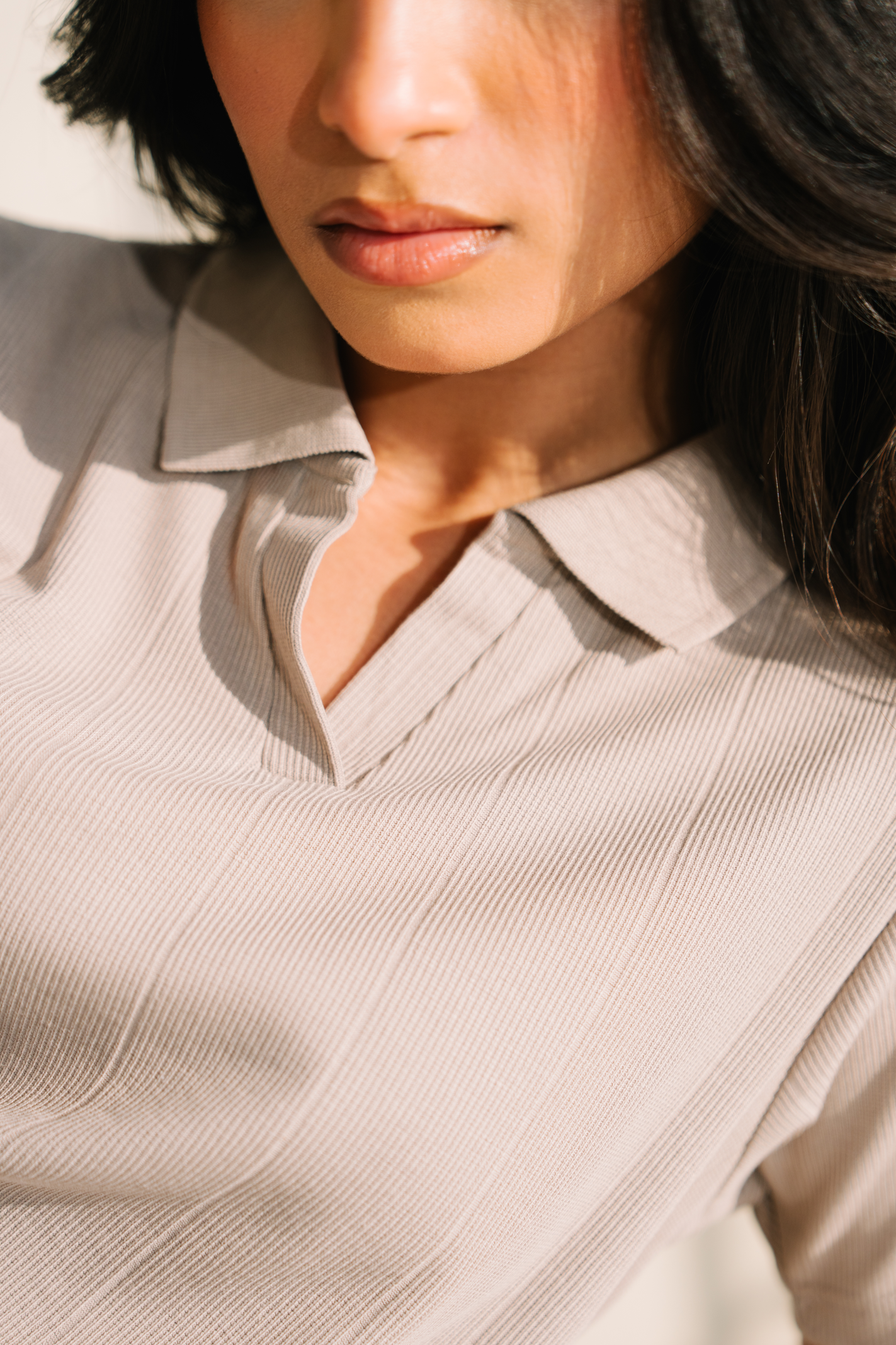 Women Regular Fit Polo - Beige Secondary image