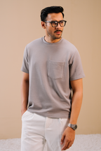 Textured Regular Fit T-Shirt – Grey