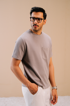Textured Regular Fit T-Shirt – Grey