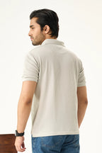 Waffle Zip Polo - Ash White
