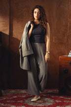 Textured Button Down Co-ord Set - Ice Grey