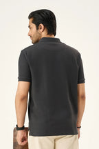 Diamond Texture Polo Shirt - Charcoal