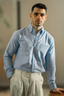 Cotton Striped Button-Down Shirt – Blue & White