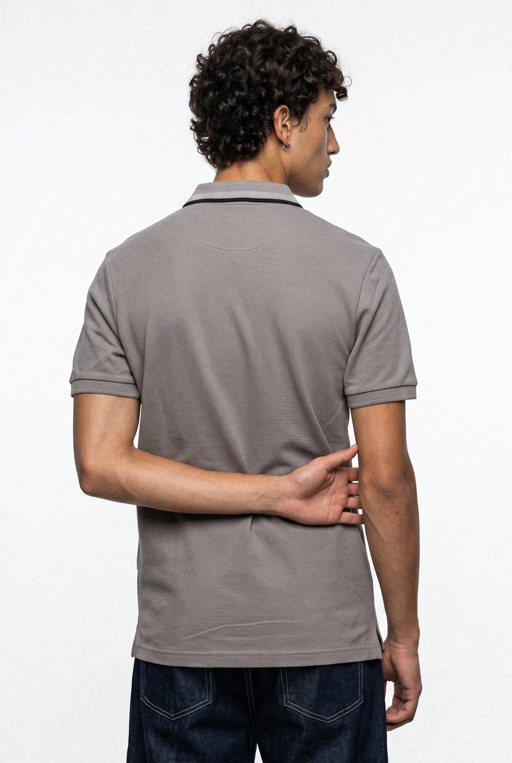Pique Texture Polo Shirt – Grey