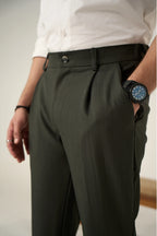 Tailored Pleated Pants - Greenish Grey