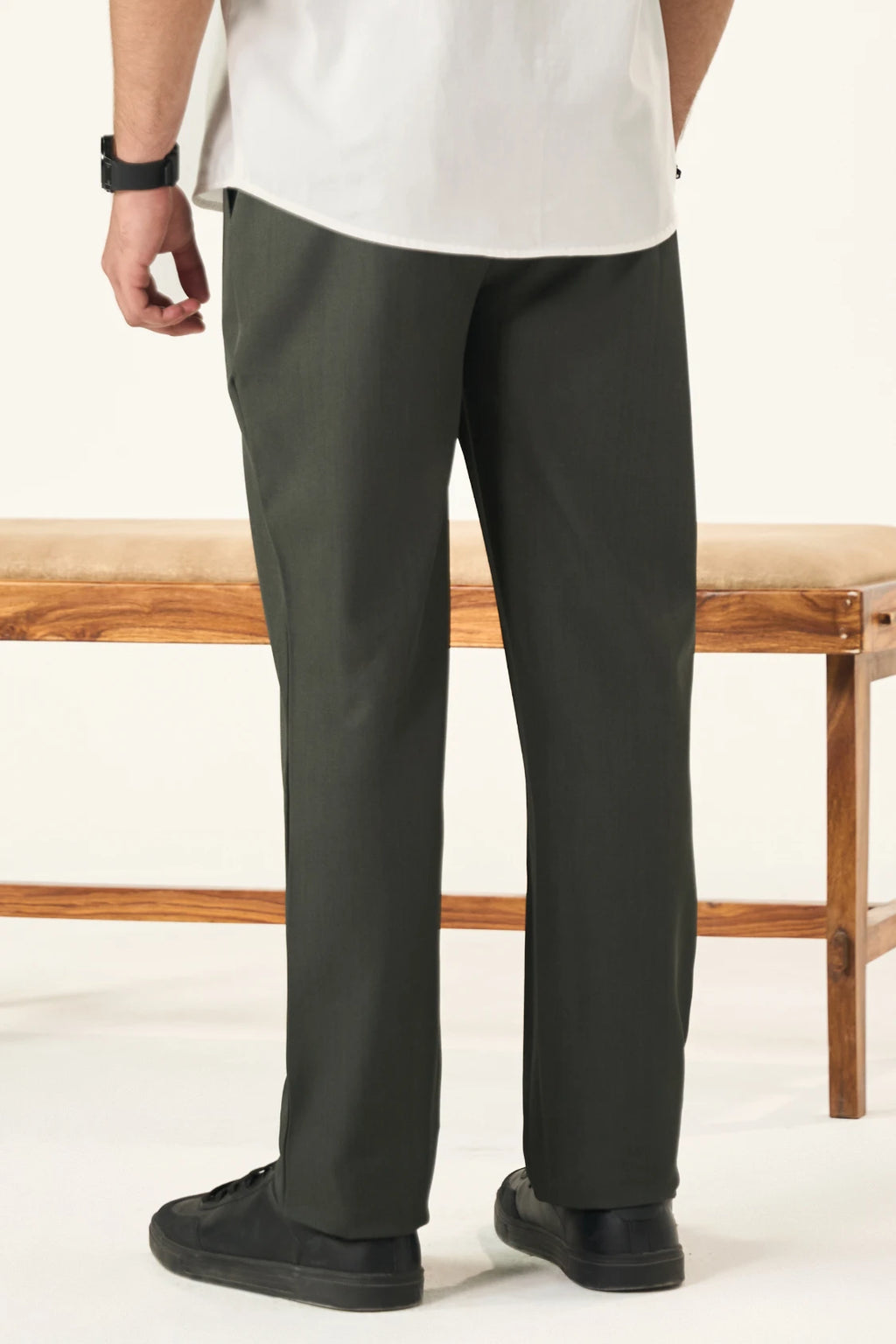 Tailored Pleated Pants - Greenish Grey