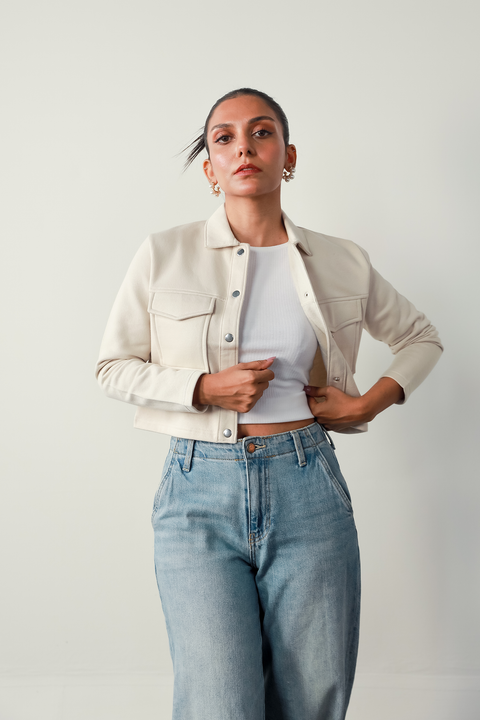 Cropped Jacket - Oyster