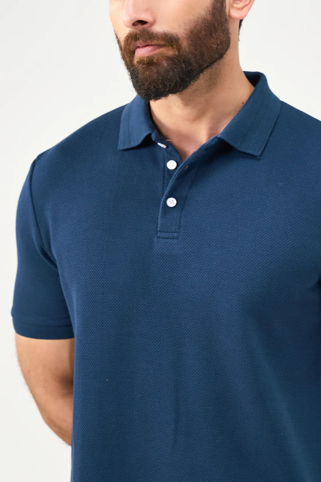 Diamond Texture Polo Shirt - Teal Blue