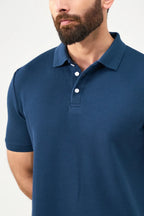 Diamond Texture Polo Shirt - Teal Blue