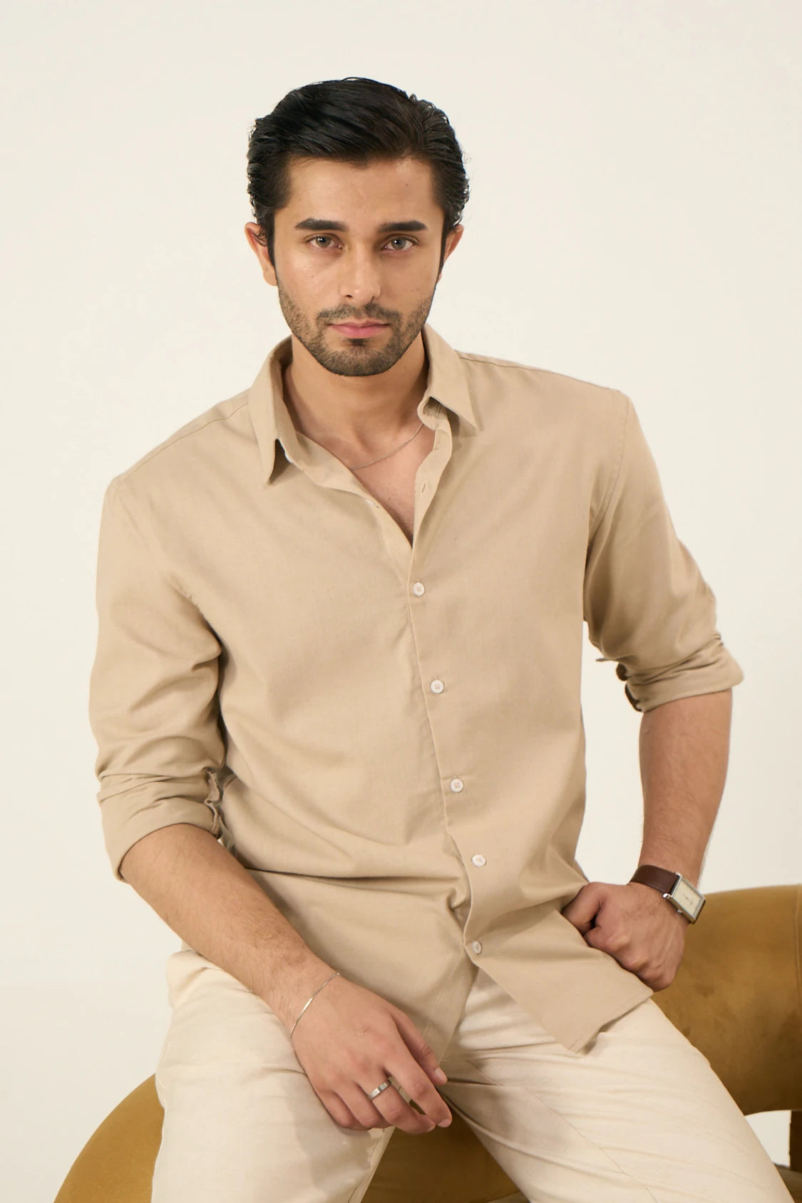 Relaxed Linen Shirt - Sandy Beige Main image